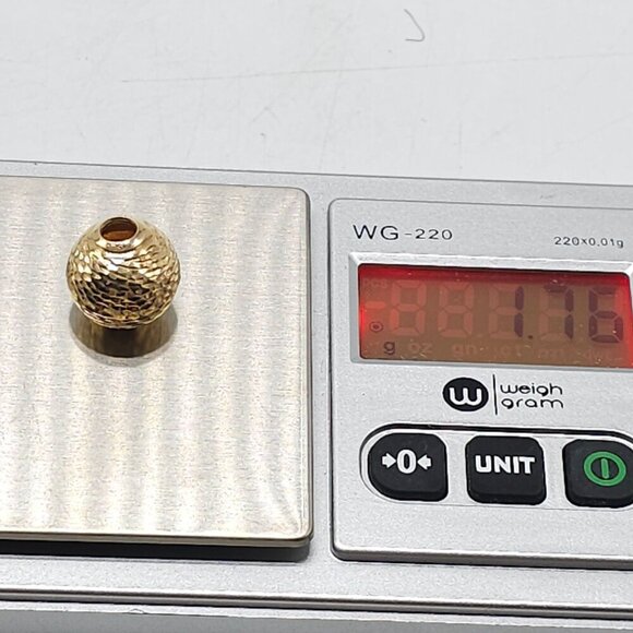 14K Gold Textured Round Bead Spacer Jewelry Making Supplies 1.76g - Picture 5 of 6